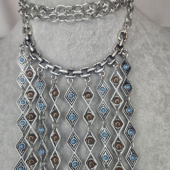 Premier Designs Arizona Silver Plated Fringe Necklace NWT Retail $49 16.5"-34" - Picture 3 of 10